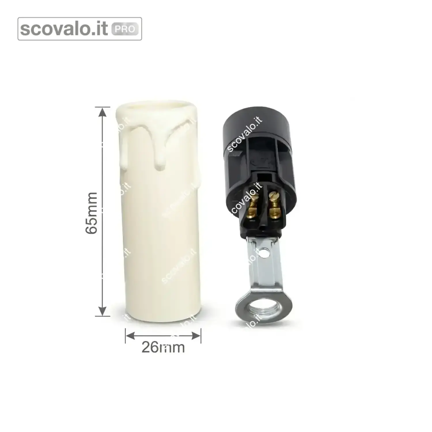 immagine del prodotto Portalampada E14 Finta Candela Decorativo 65mm Bianco Lampadario Antico
