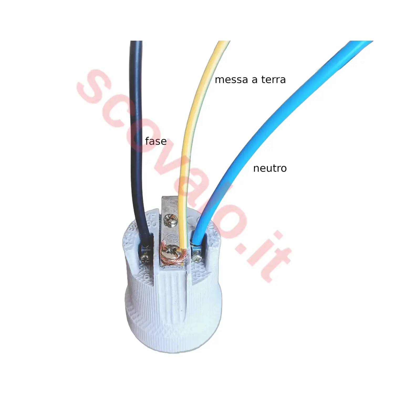 schema elettrico colegamento portalampada ceramica