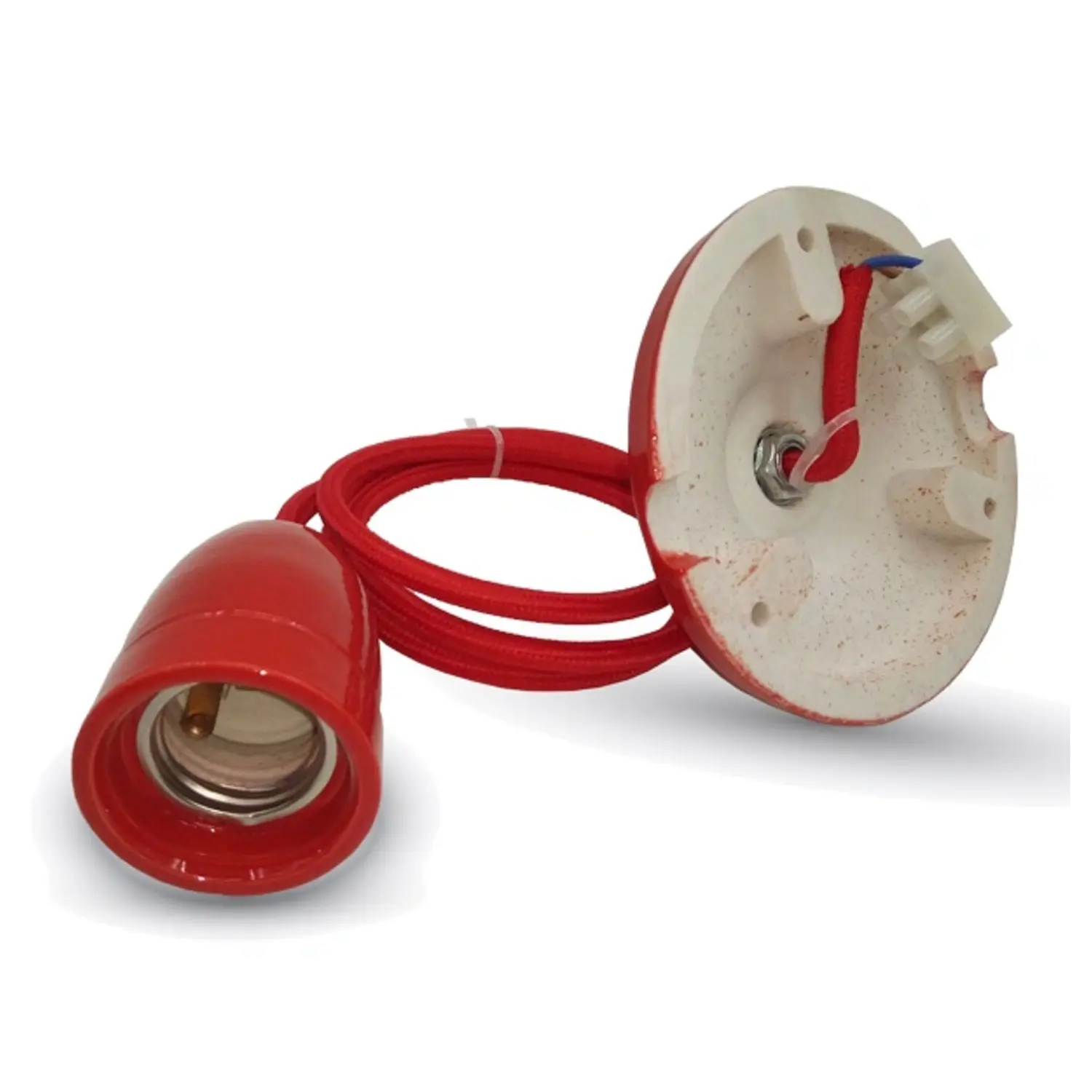 immagine del prodotto portalampada pendente in porcellana soffitto lampadario e27 rosso