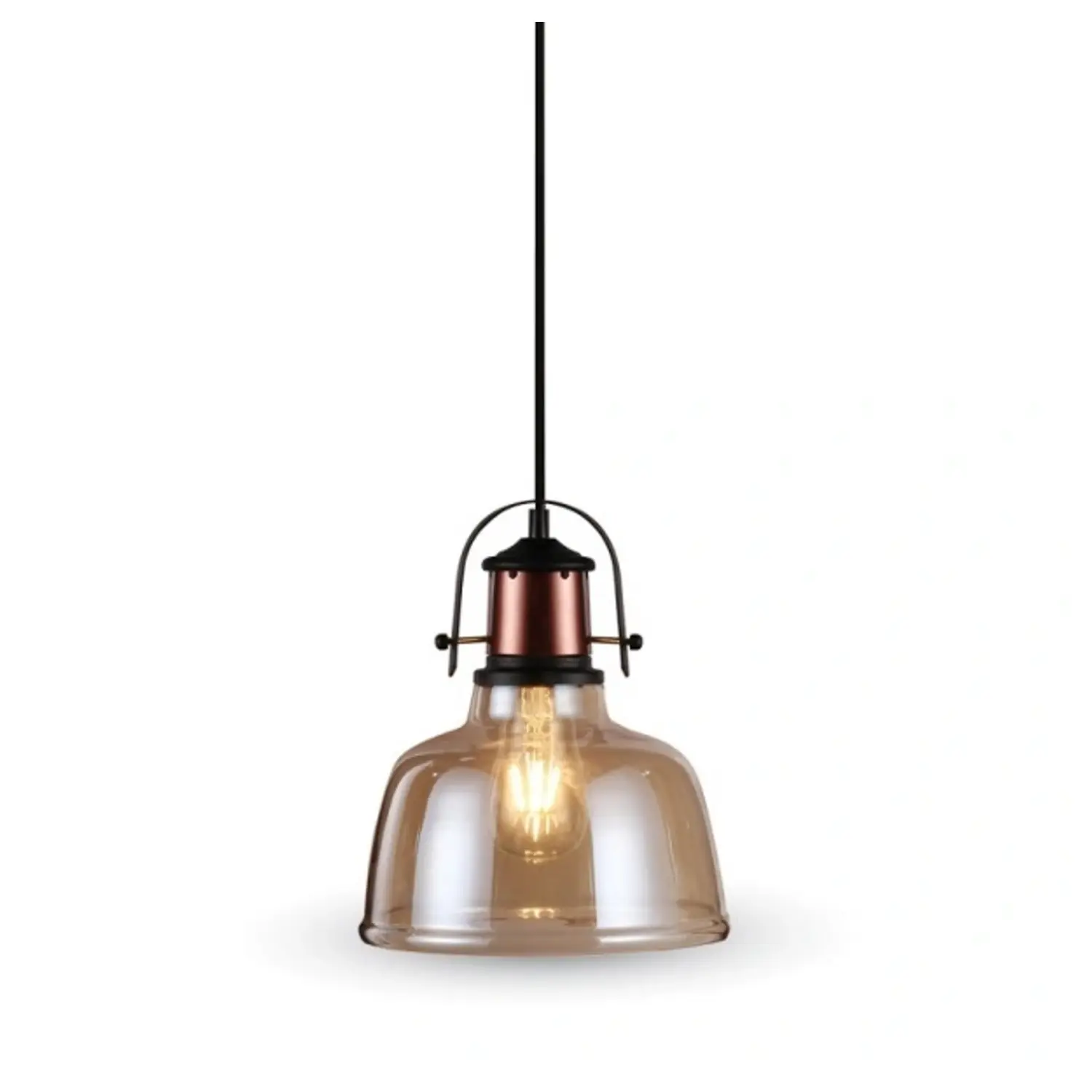 immagine del prodotto portalampada lampadario cupola sospeso pendente vetro e27 ambra