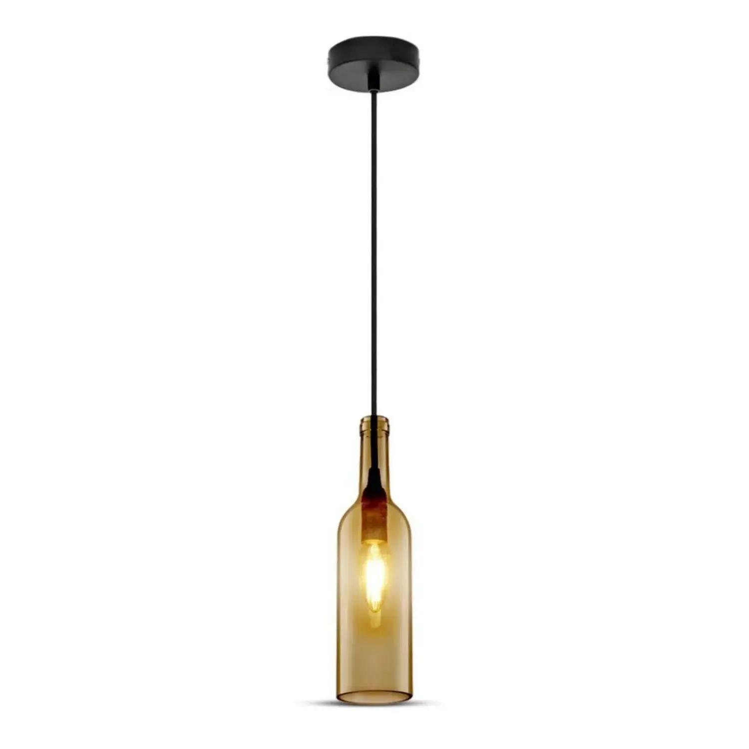 immagine del prodotto lampada pendente bottiglia lampadario soffitto vetro e14 marrone