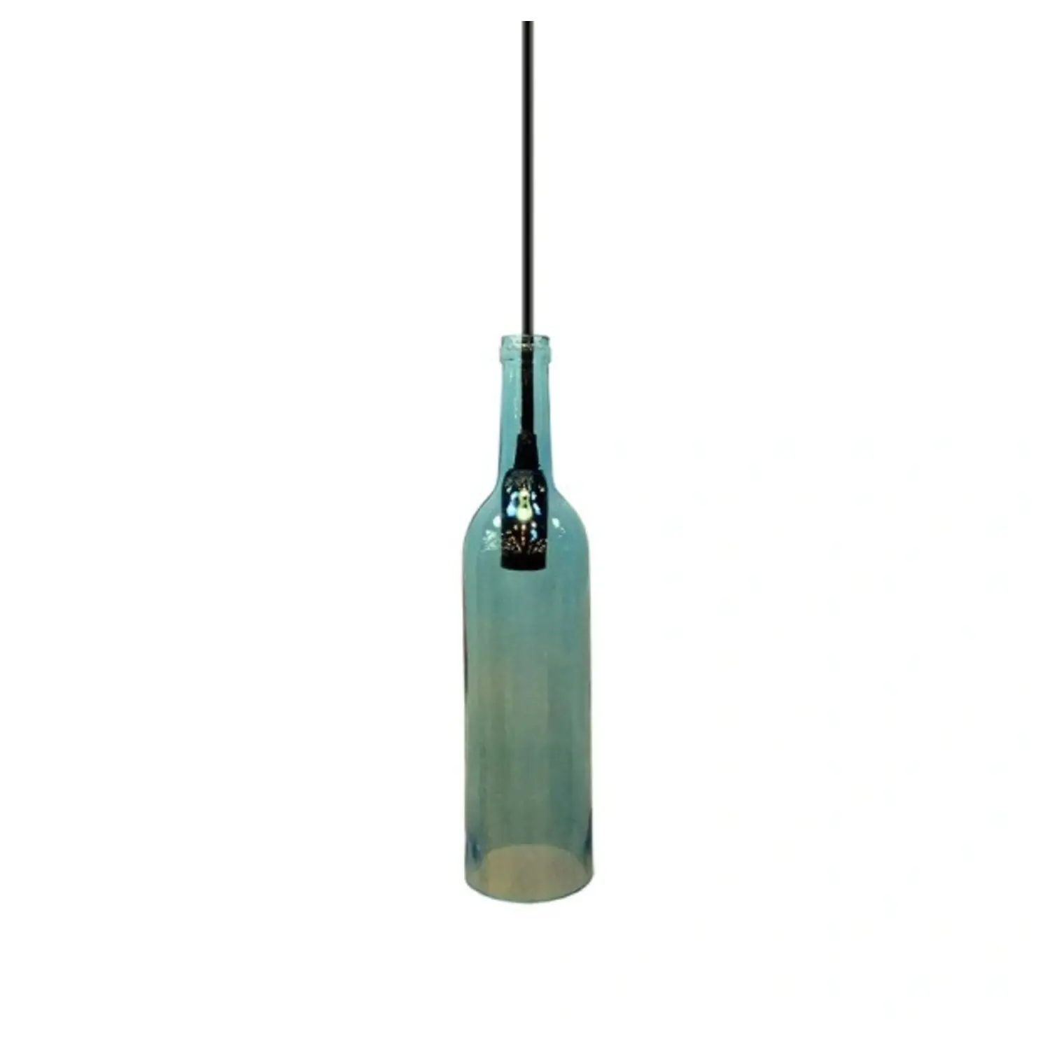 immagine lampada pendente bottiglia lampadario soffitto vetro e14 blu
