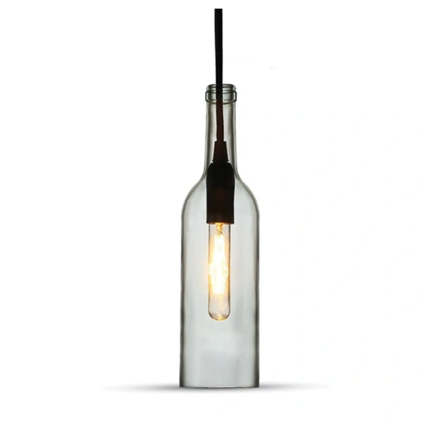 immagine lampada pendente bottiglia lampadario soffitto vetro e14 trasparente