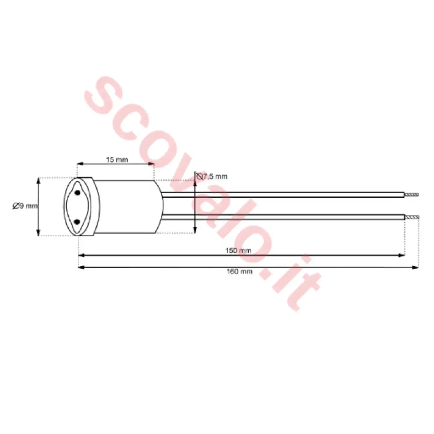 immagine portalampada per lampade alogene mini con fili porta lampada g4