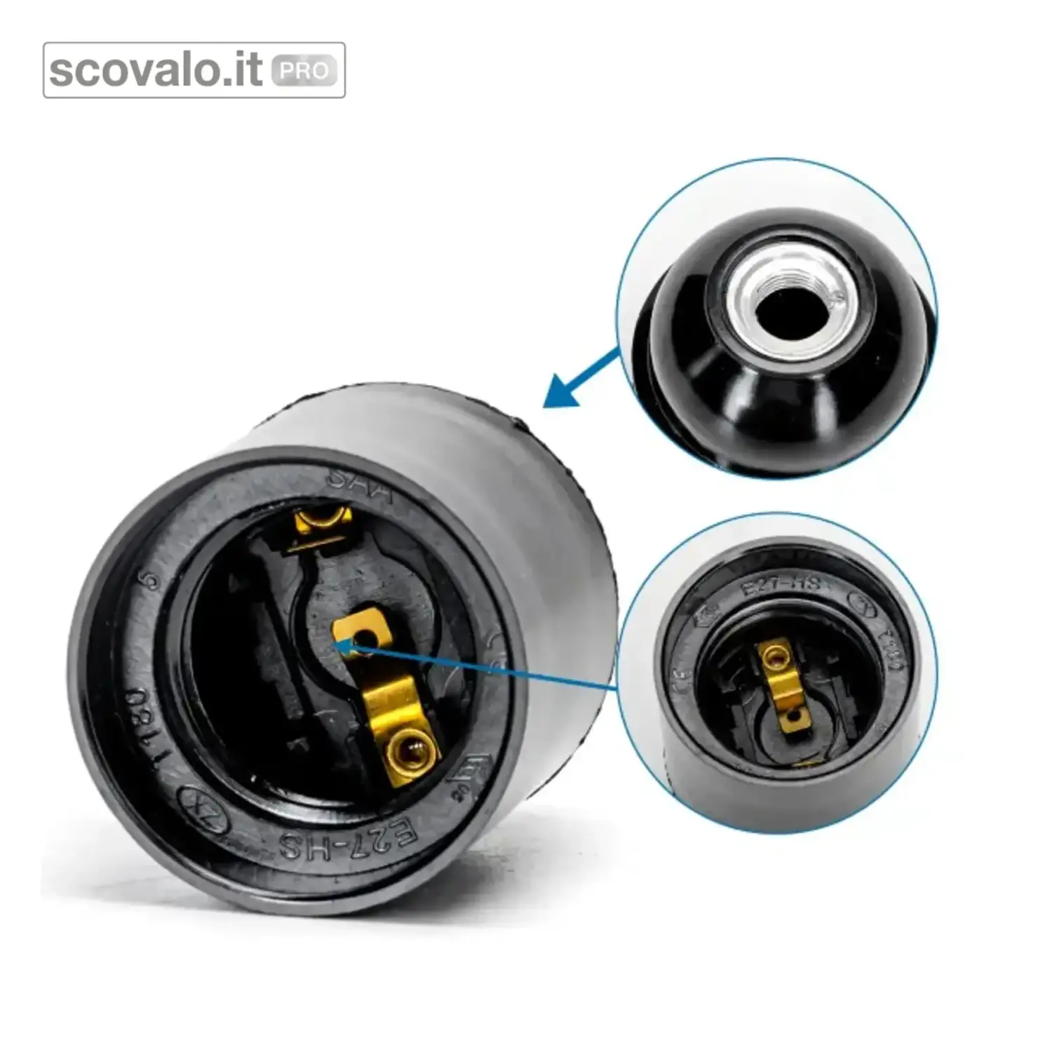 immagine del prodotto Portalampada E27 Nero Bachelite con Attacco M10 Φ39x53mm 4A 250V