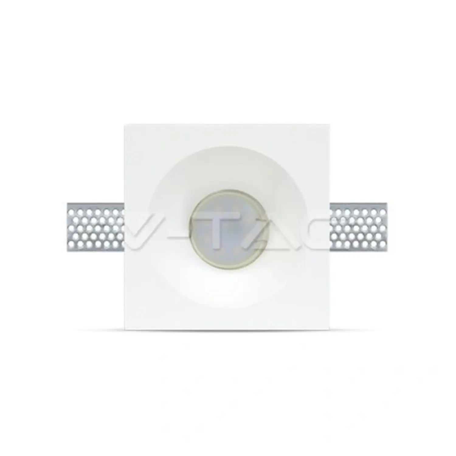 immagine del prodotto faretto in gesso contro soffitto cartongesso gu10 bianco 1 luce fisso quadrato