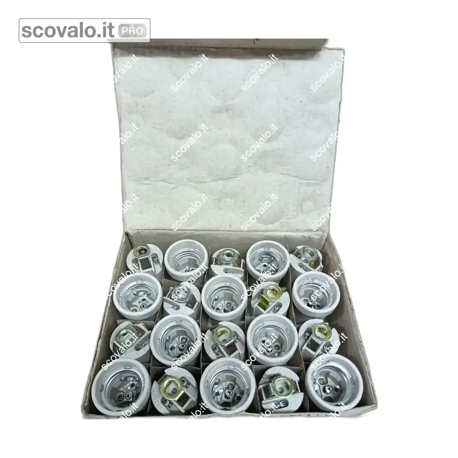 immagine del prodotto Portalampada E27 Ceramica con Staffa M10 20 Pezzi - 47mm Grigio 250V 4A