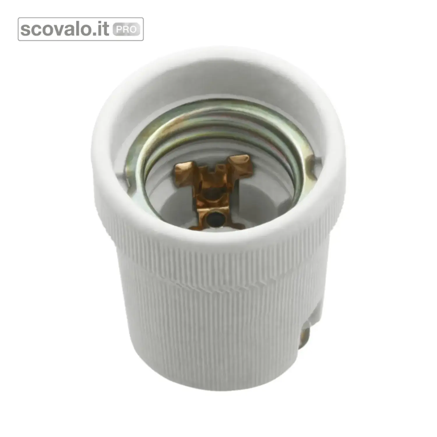 immagine del prodotto Portalampada E27 Ceramica con Staffa Filettata M10 Bianco Grigio 47mm 250V 4A