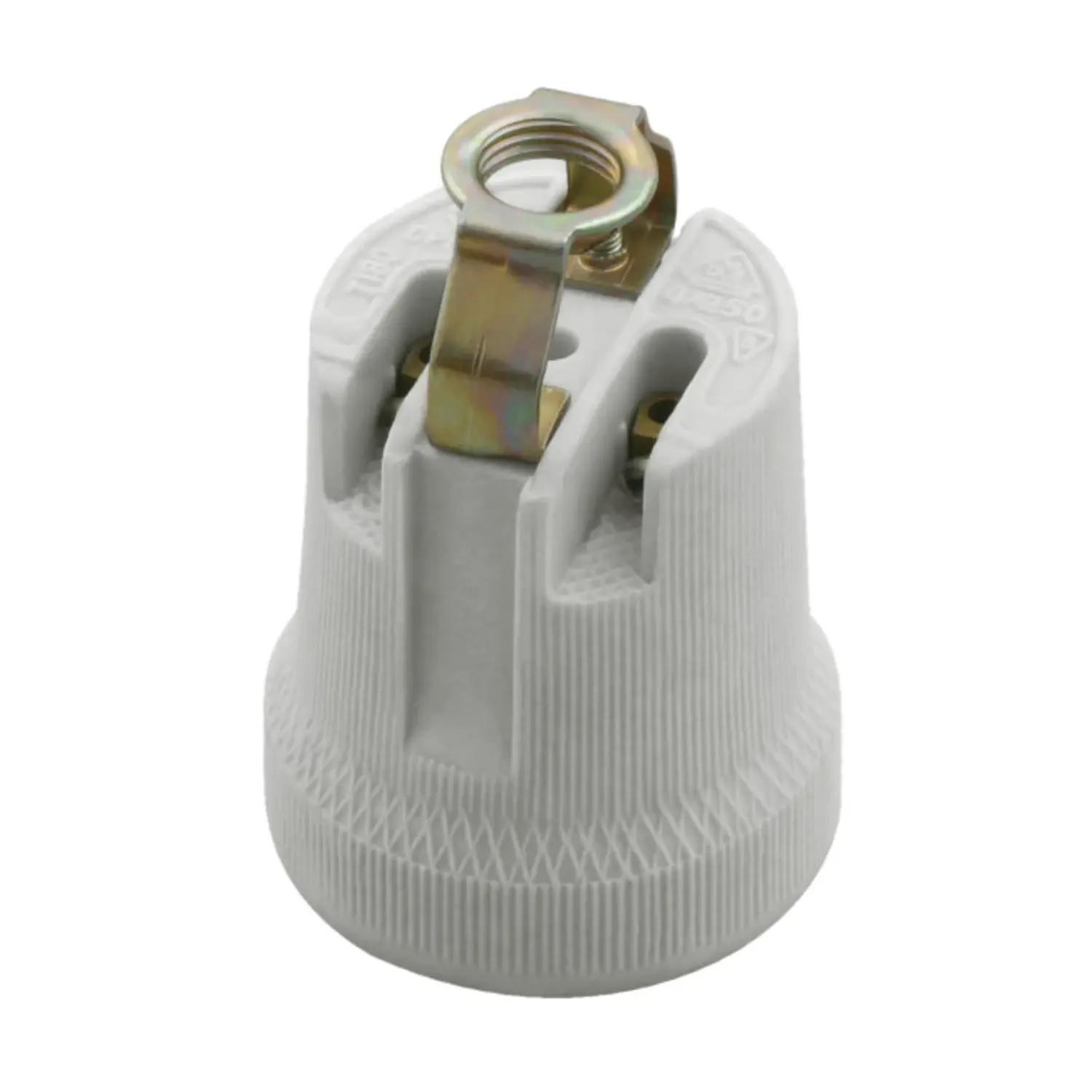 immagine Portalampada E27 Ceramica con Staffa Filettata M10 Bianco Grigio 47mm 250V 4A
