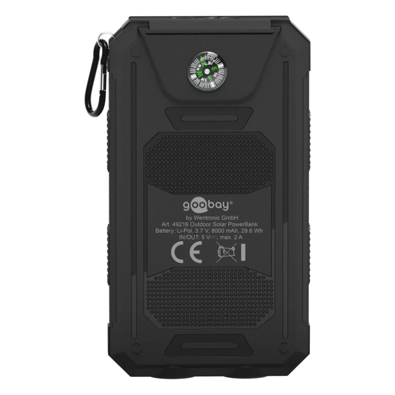 immagine Power Bank Solare 8000 mAh 10W Robusto con Bussola e Torcia SOS IP44