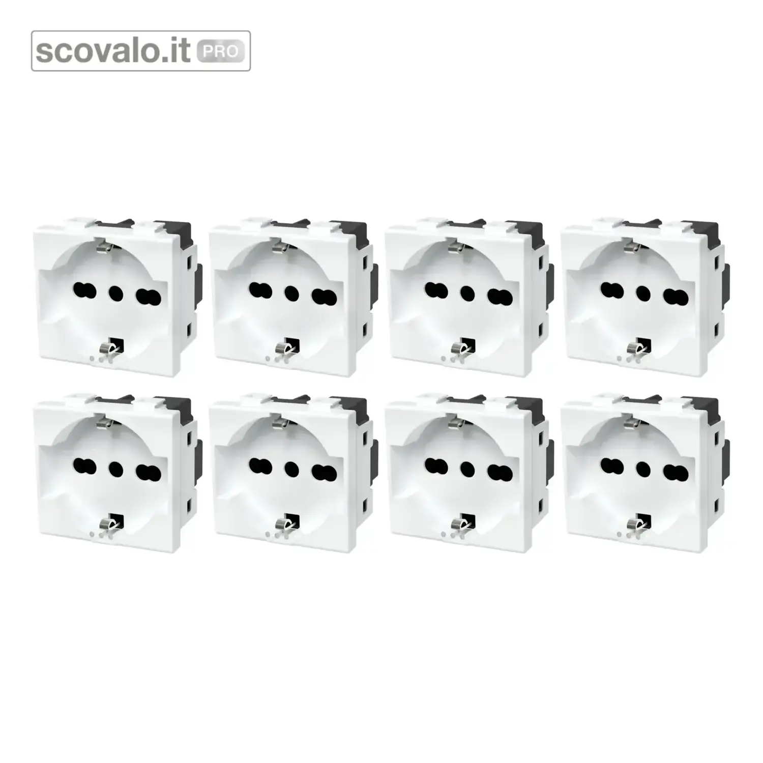 immagine del prodotto Set 8 Pezzi Presa Schuko 16A Compatibile Bticino Matix - Bianco