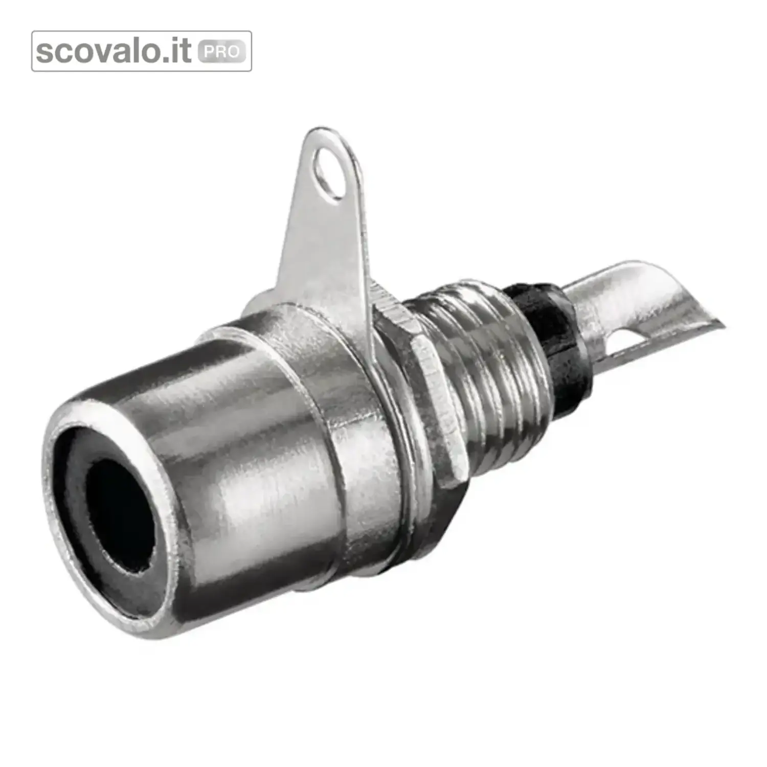 immagine del prodotto Presa RCA Metallo Audio da Pannello Nero con Dado e Ghiera