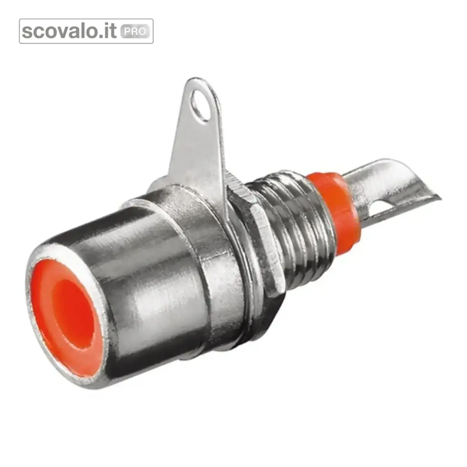 immagine del prodotto Presa RCA Metallo Rosso da Pannello con Dado e Ghiera Isolata Audio