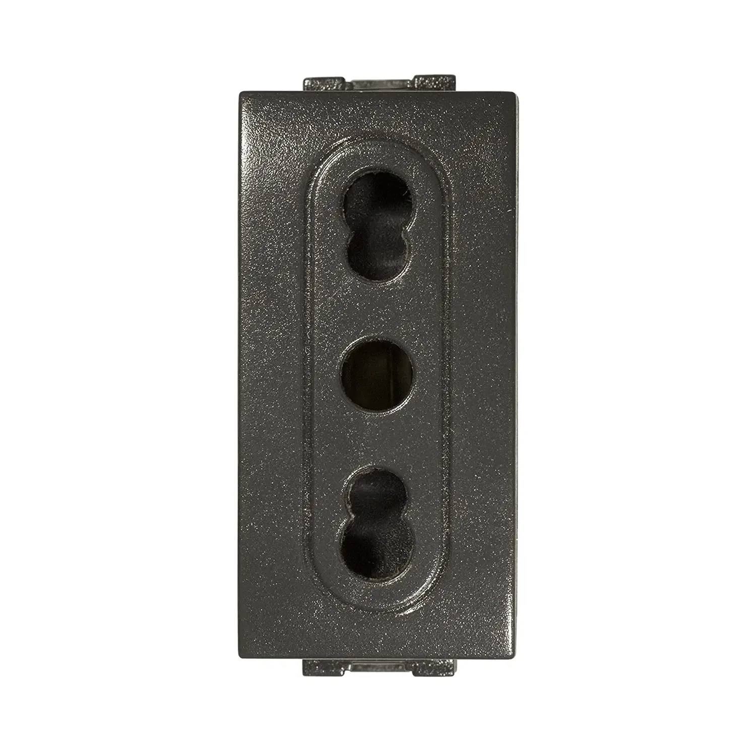 immagine del prodotto presa elettrica bipasso compatibile living light 10-16a serie civile feb flexi nero