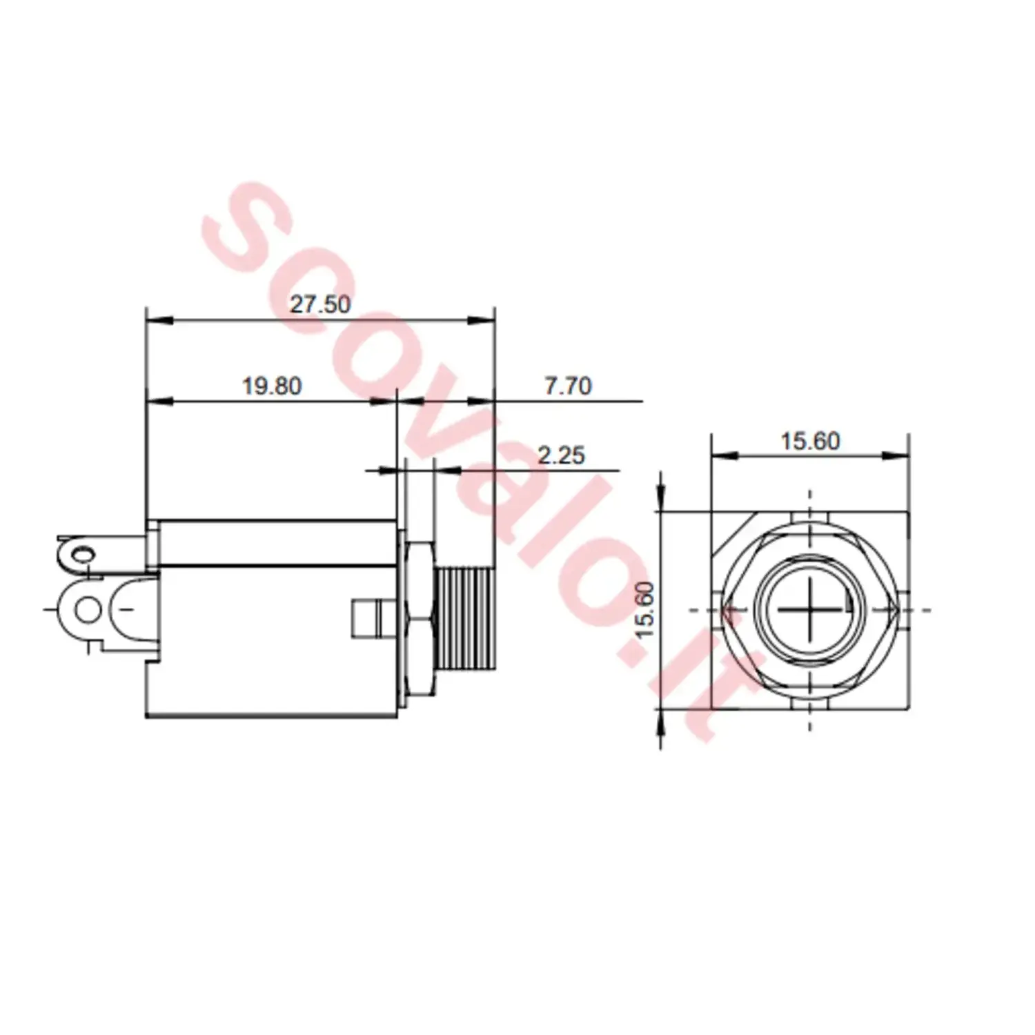 immagine presa jack mono 6.35 mm da pannello con interruttore