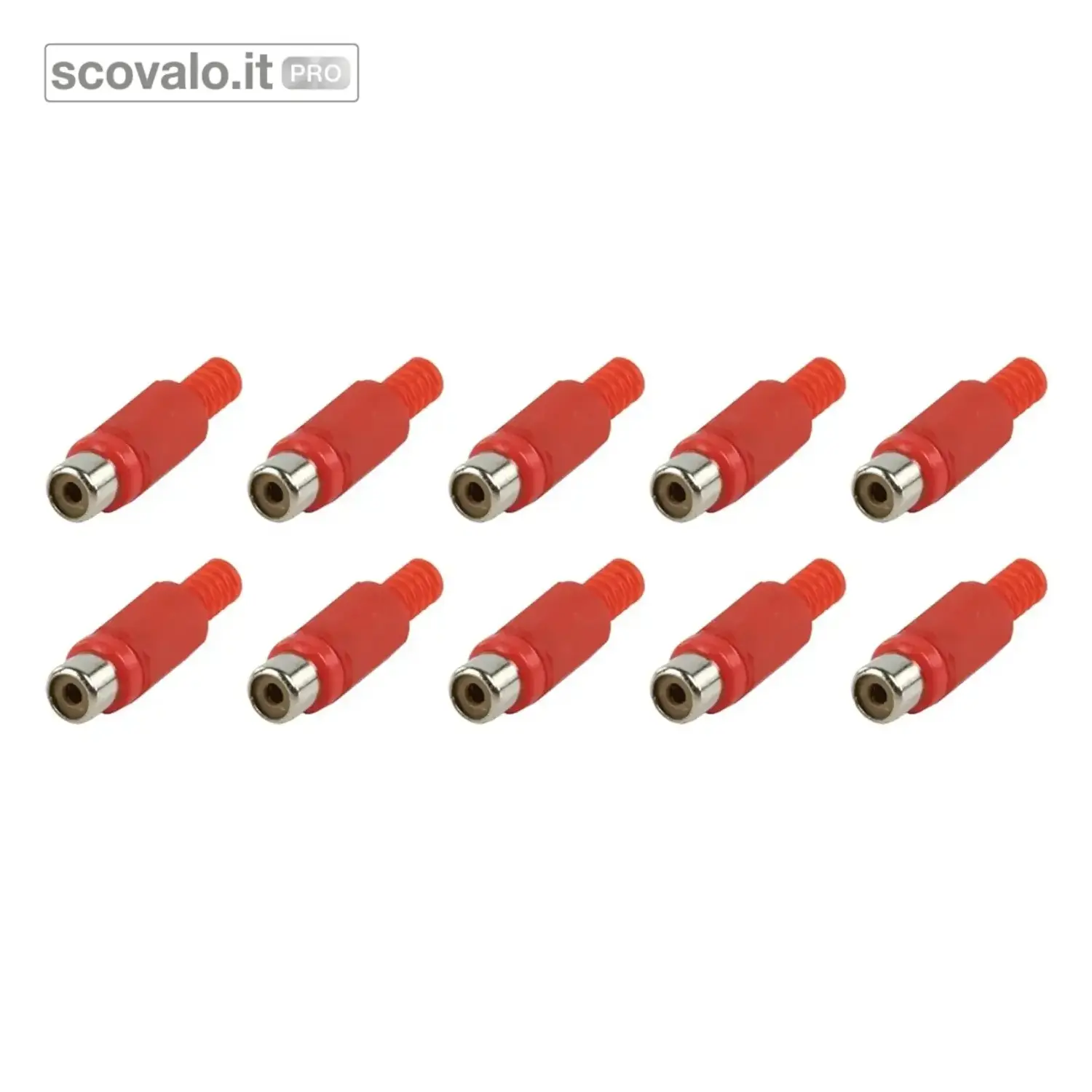 immagine del prodotto Connettore RCA Rosso a Saldare Hi-Fi Audio 10 Pezzi con Protezione