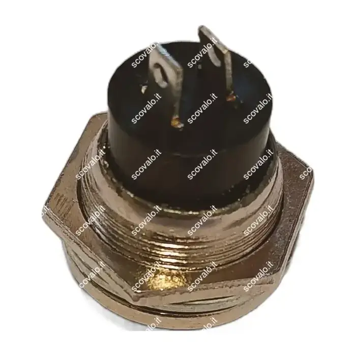 immagine pulsante con ghiera in metallo 220 volt 1A per elettronica nero