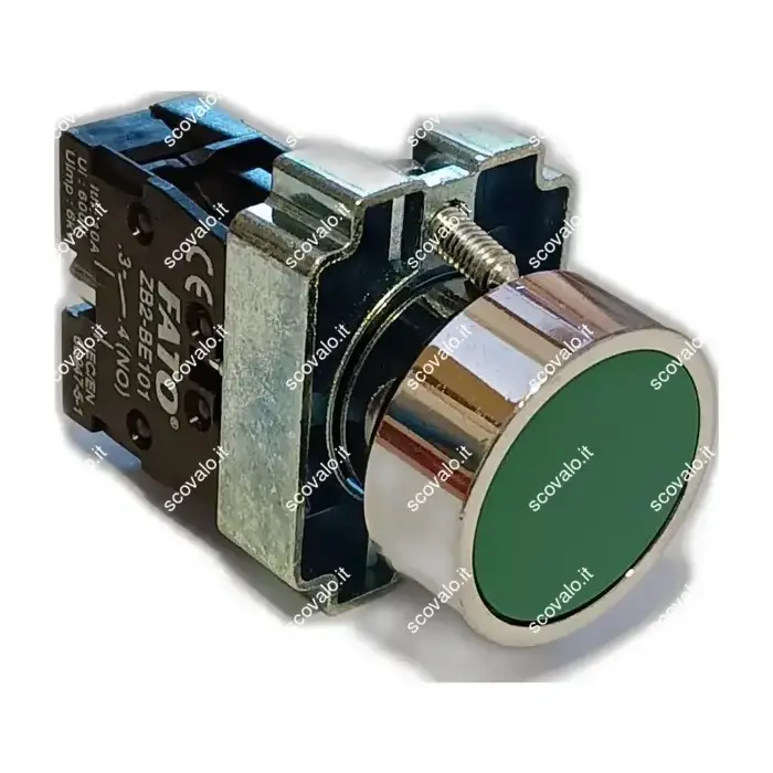 immagine pulsante da pannello 10A 600V industriale con ghiera verde 1 na
