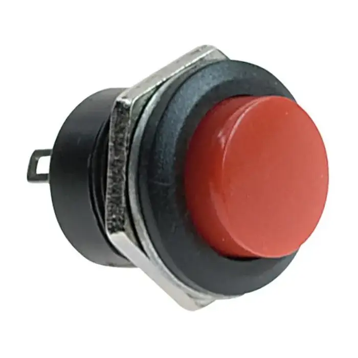 immagine del prodotto pulsante incasso con ghiera 6A contatto NA rosso