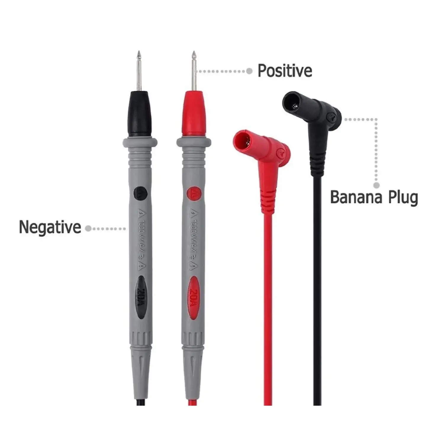 immagine Puntali Professionali Tester 1000V 20A Multimetro Cavo 106cm Silicone