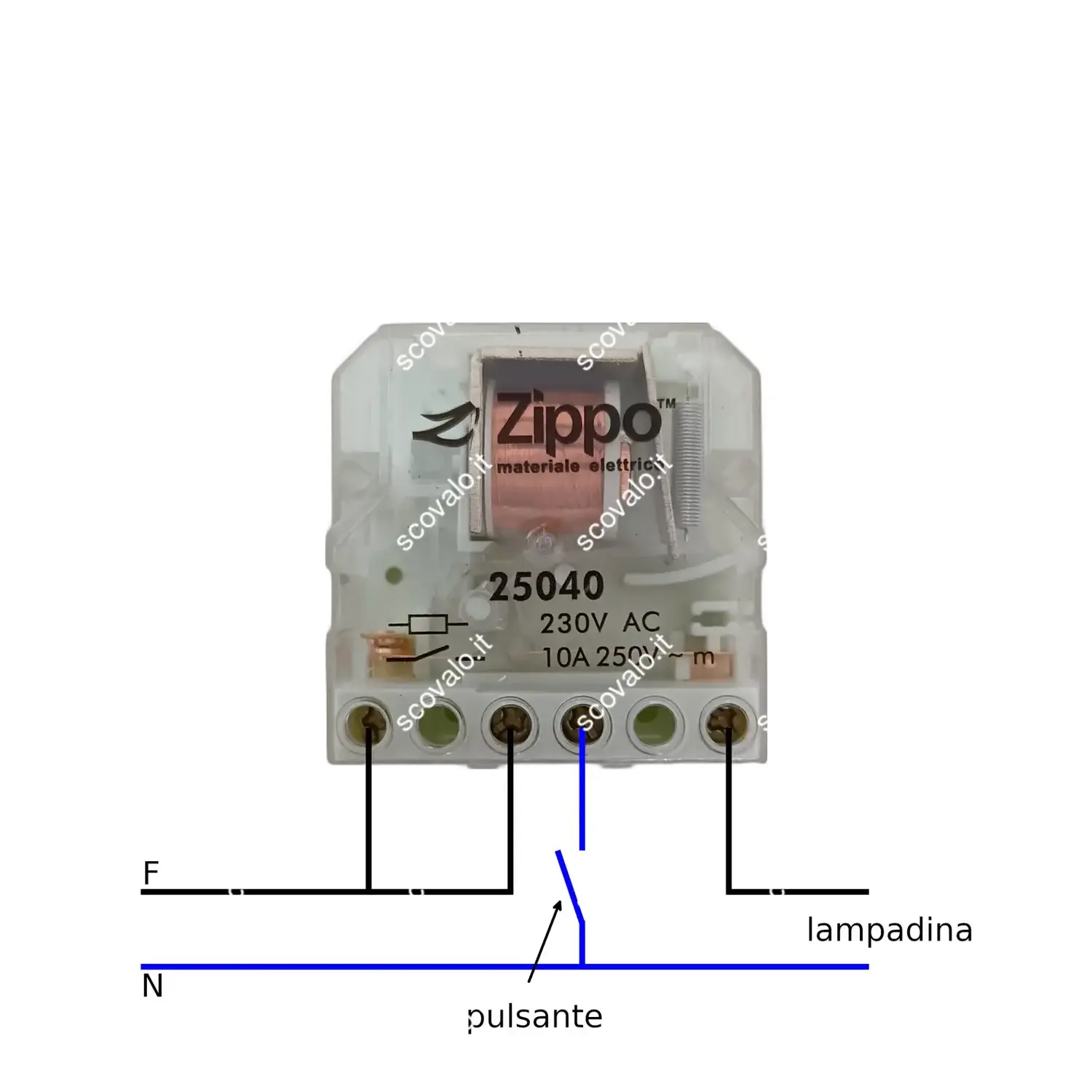 schema collegamento relè interruttore
