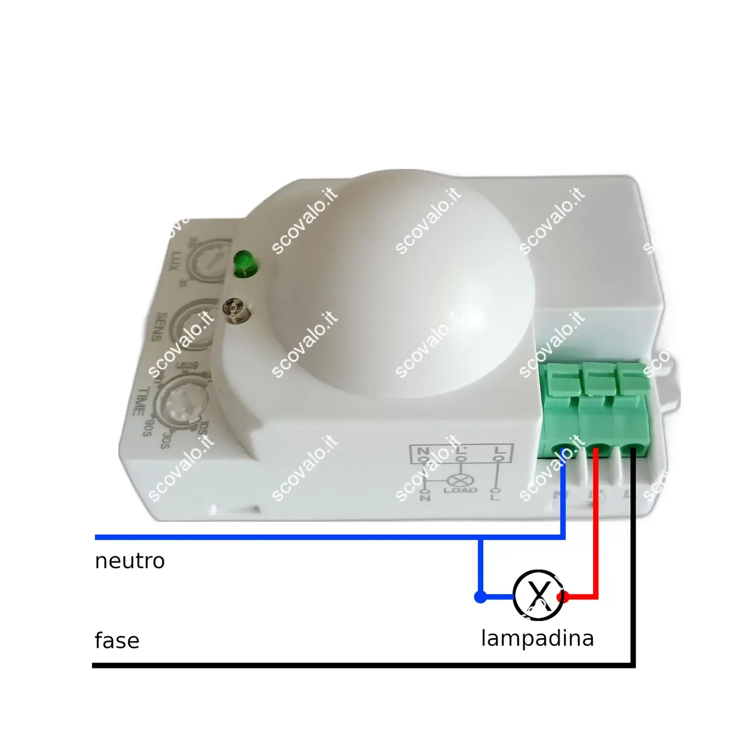 schema collegamento sensore movimento a microonde