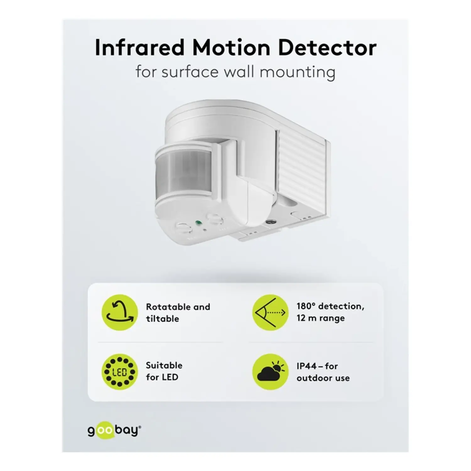 immagine Rilevatore Movimento Infrarossi Crepuscolare IP44 Bianco | 220-240V