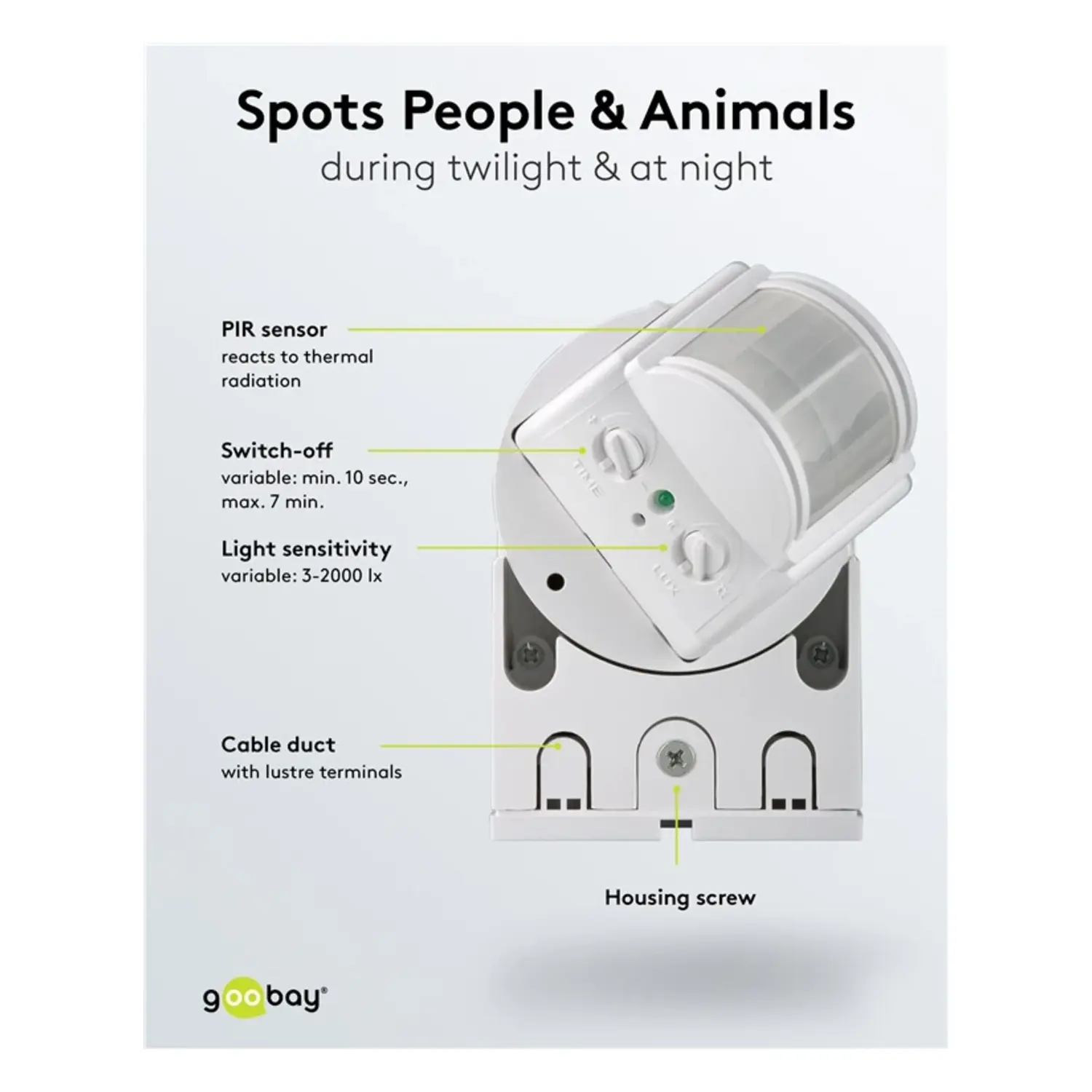 immagine Rilevatore Movimento Infrarossi Crepuscolare IP44 Bianco | 220-240V