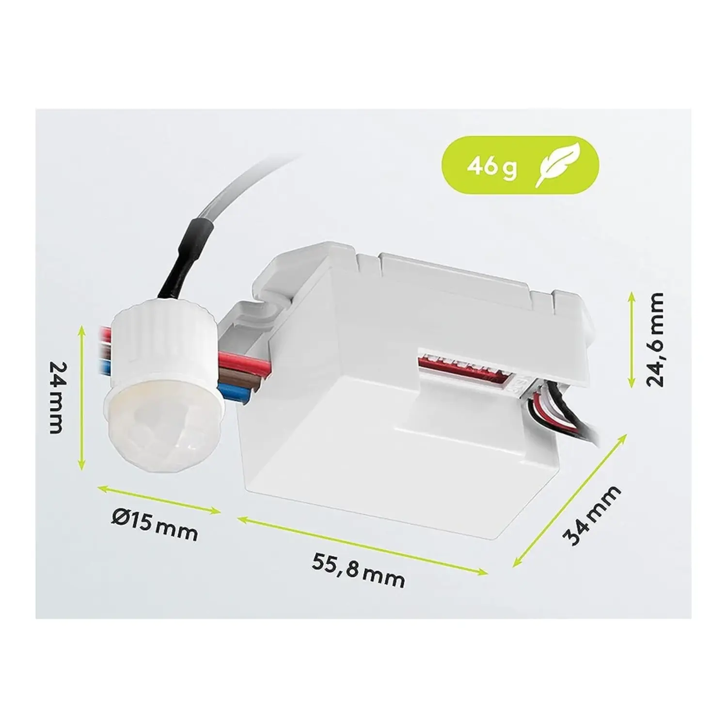 immagine rilevatore mini sensore di movimento crepuscolare da incasso infrarossi miniaturizzato