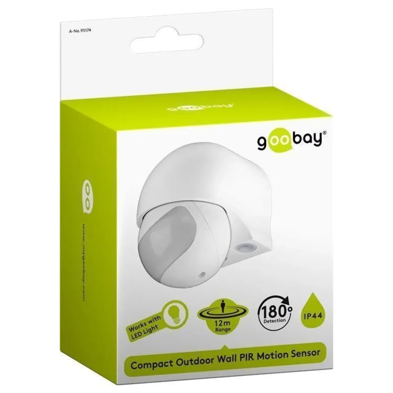 immagine Sensore Movimento PIR 180° Parete Bianco 12mt Portata IP44 1200W