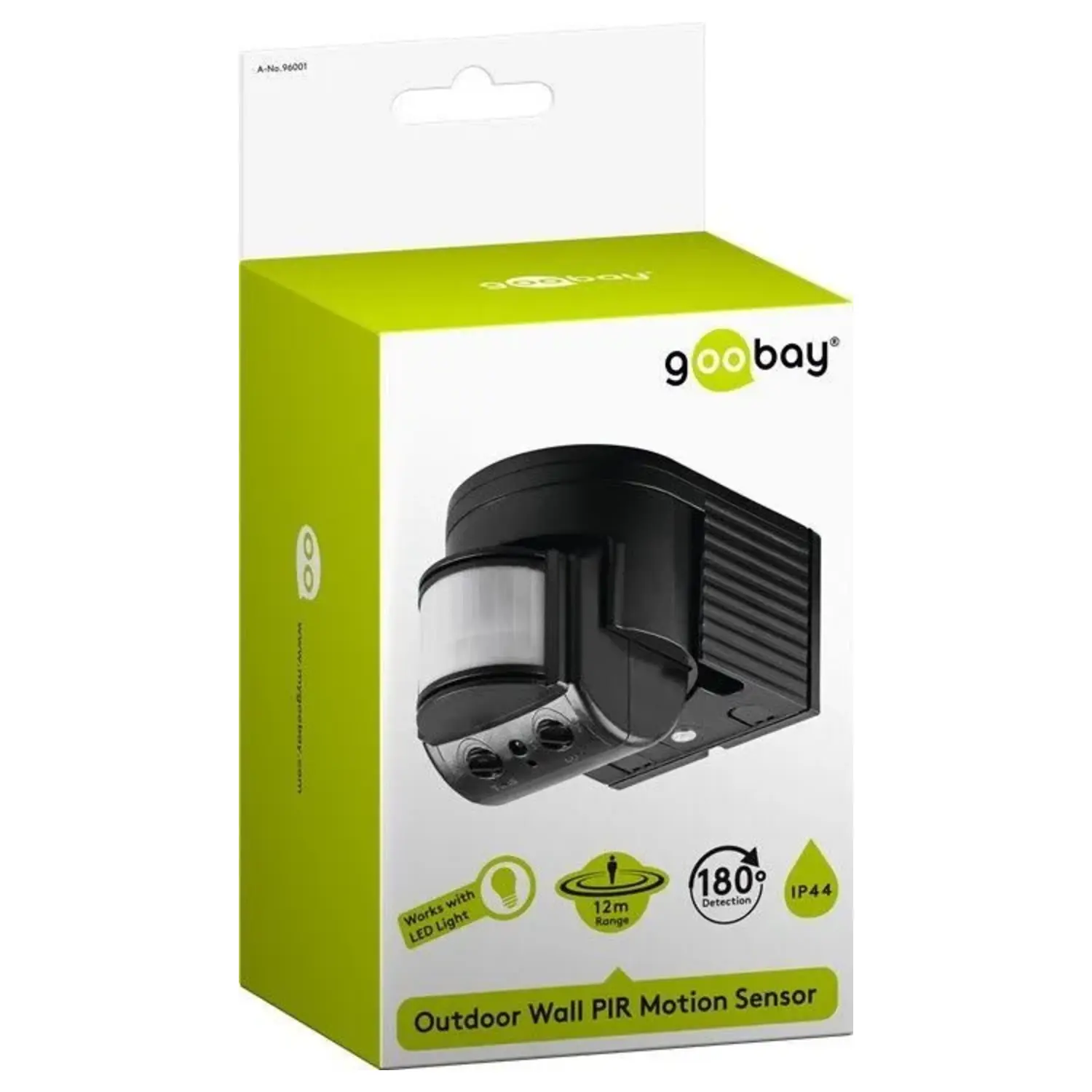 immagine Rilevatore Movimento PIR 180° Esterno IP44 Nero Sensore 12m 1200W