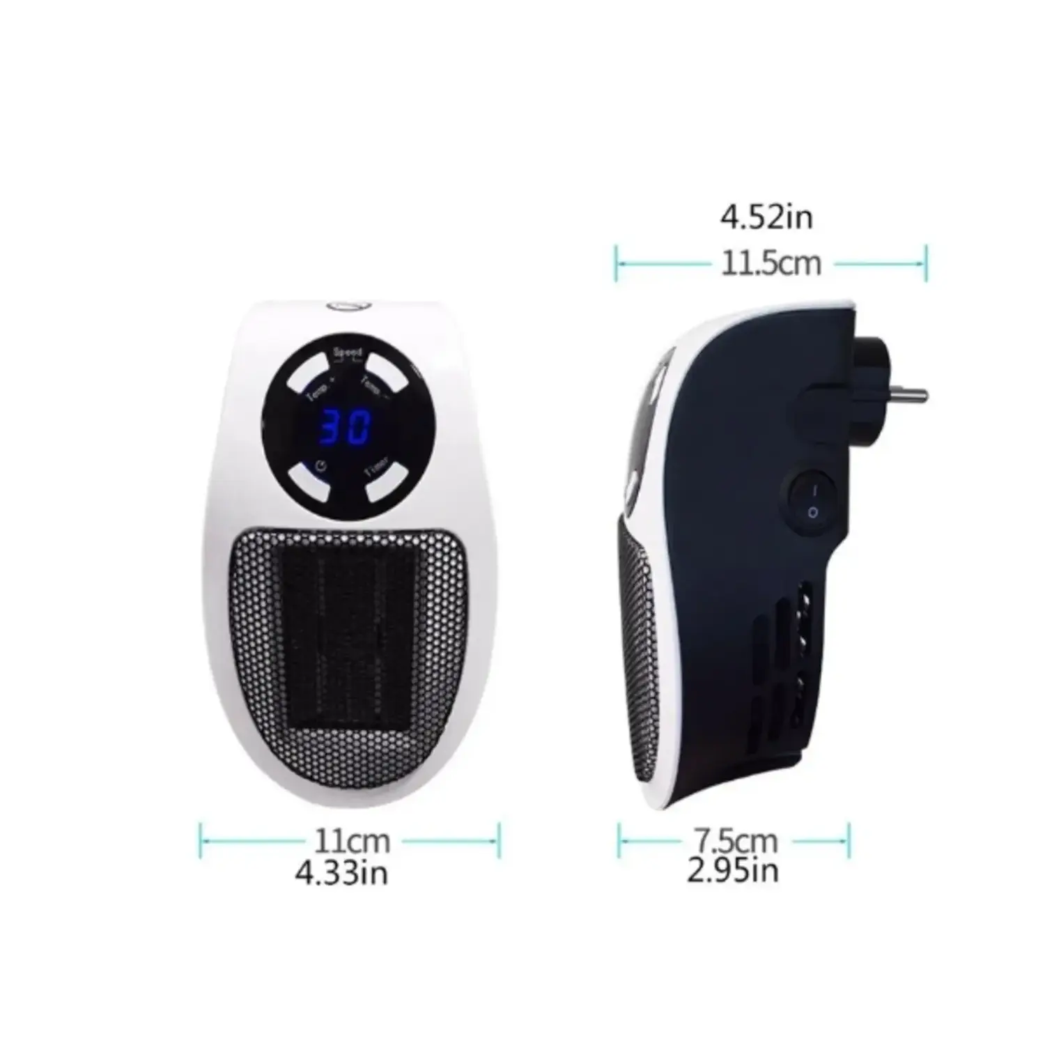 immagine mini stufetta elettrica portatile  500 watt con telecomando termoventilatore