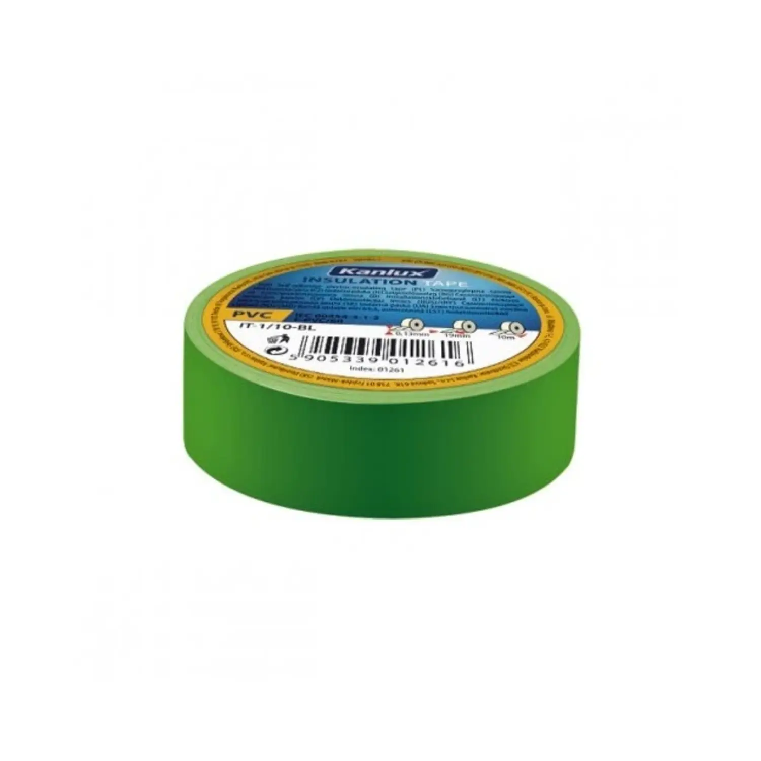 immagine del prodotto rotolo nastro isolante per elettricista 19 mm verde CE kan 01274