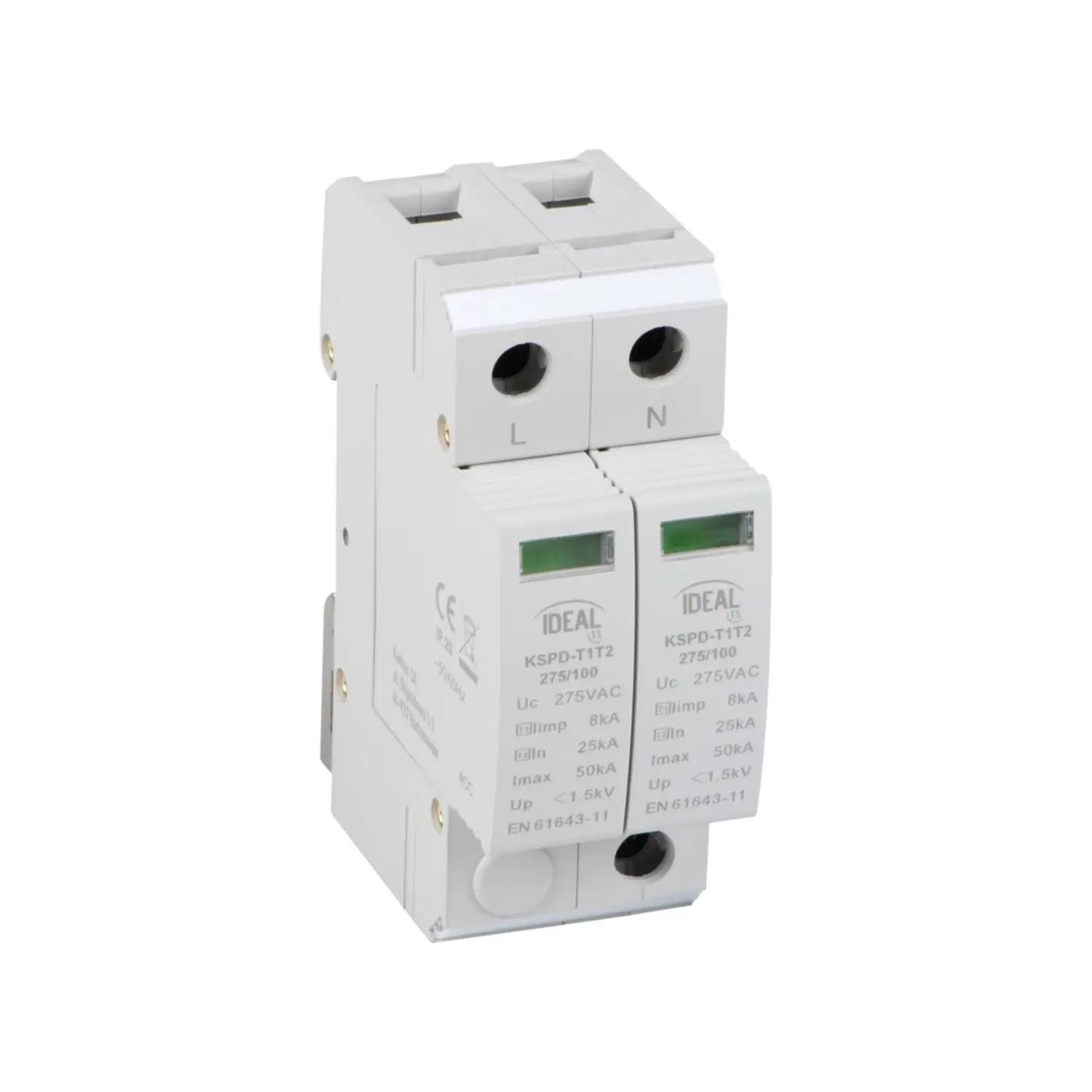 immagine del prodotto scaricatore di sovratensione monofase 2 posti din T1+T2(B+C) 230 vac