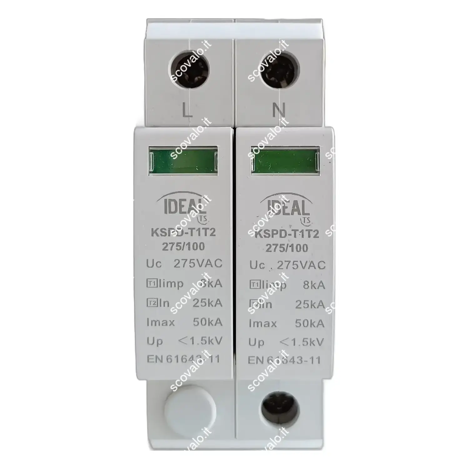 immagine scaricatore di sovratensione monofase 2 posti din T1+T2(B+C) 230 vac
