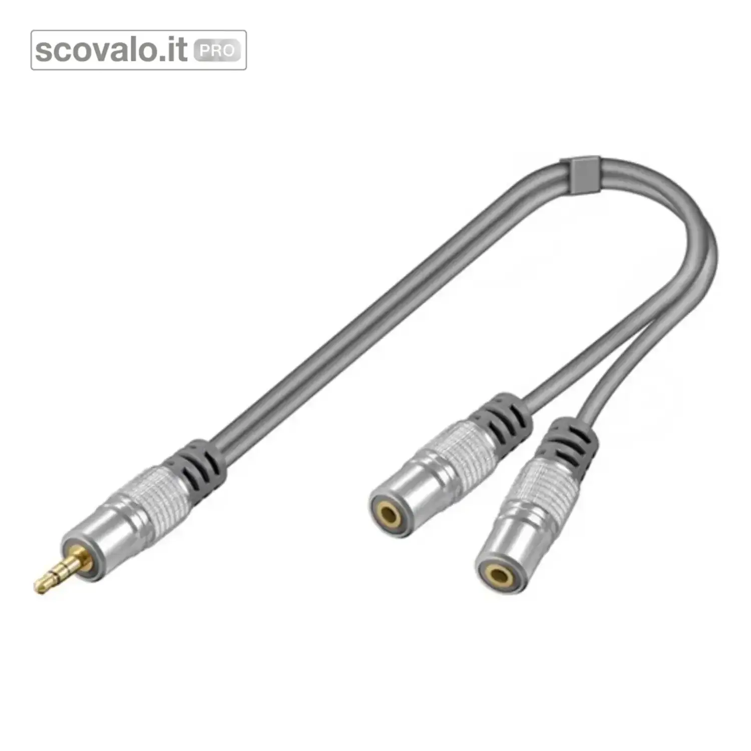 immagine del prodotto Sdoppiatore Jack 3.5mm Stereo a 2 Prese Audio Oro 15cm Adattatore