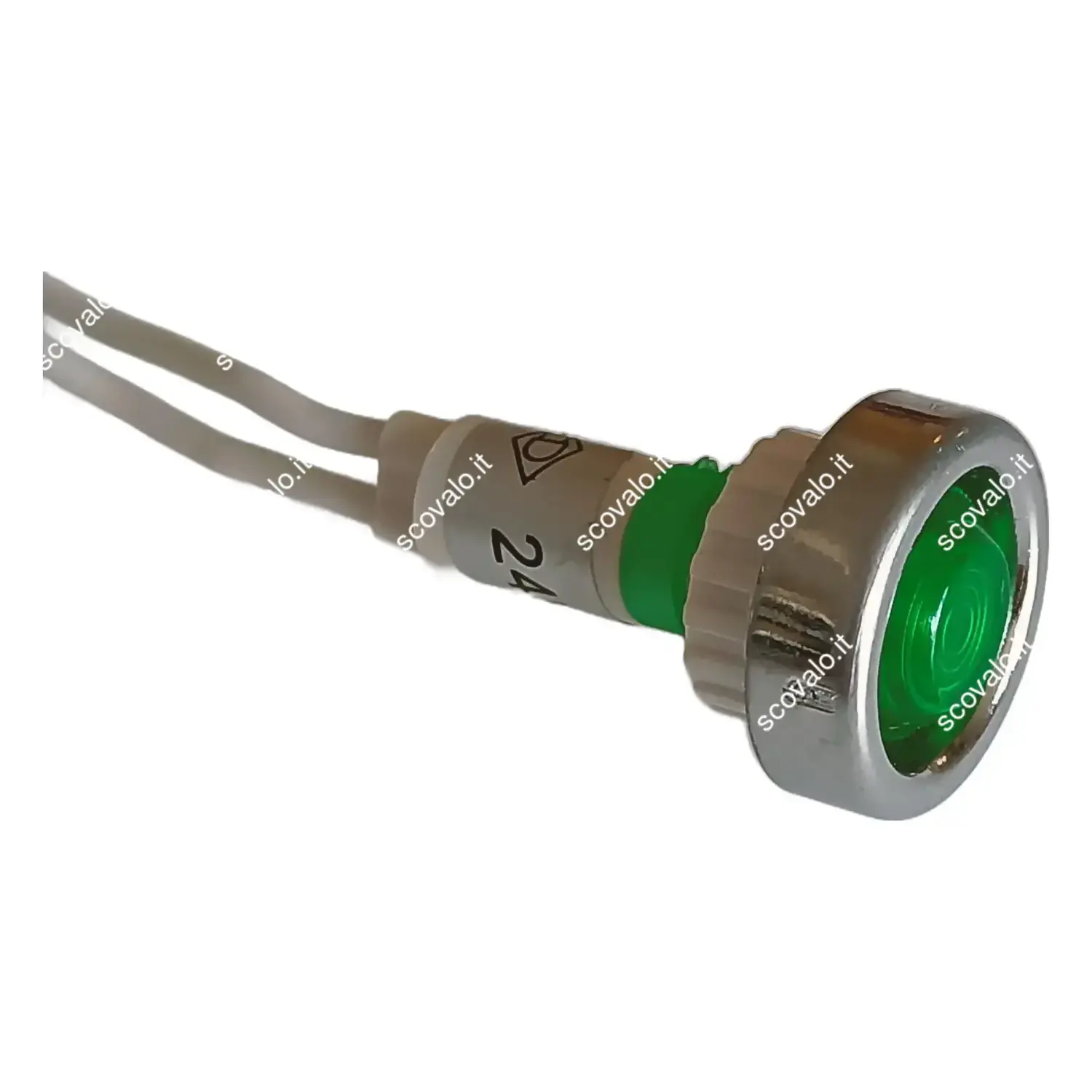 immagine segnalatore lampada spia neon incasso foro 10mm 24 volt luce verde