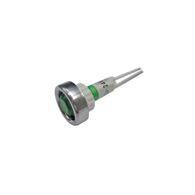 immagine del prodotto segnalatore lampada spia neon da incasso con ghiera verde CE 24 volt 20 mm var apsegn6g