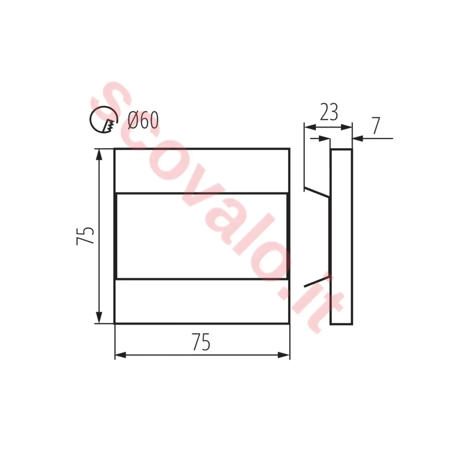 immagine segnapasso a led da incasso terra 0,80 watt 12 volt bianco caldo nero quadrato