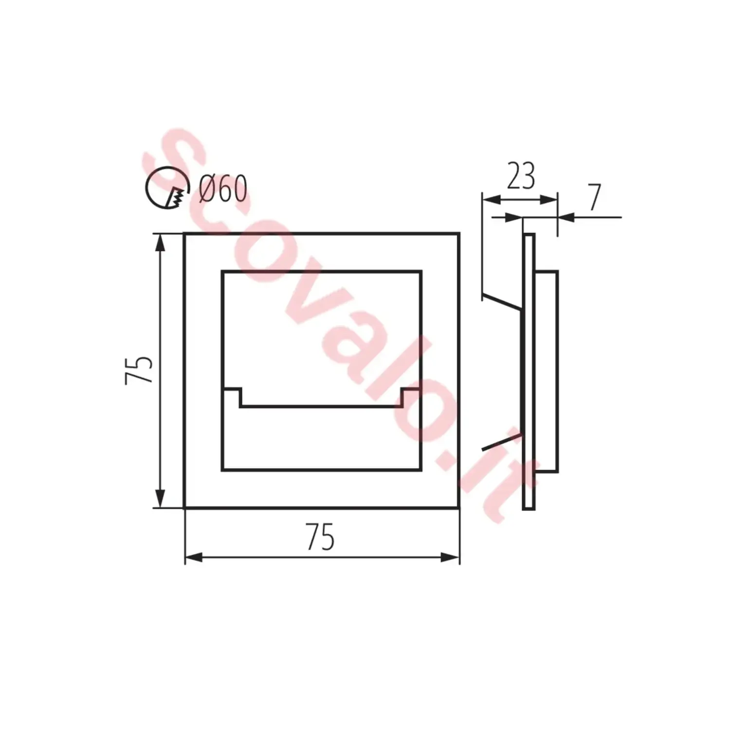 immagine segnapasso a led sabik 0,80 watt bianco caldo nero quadrato