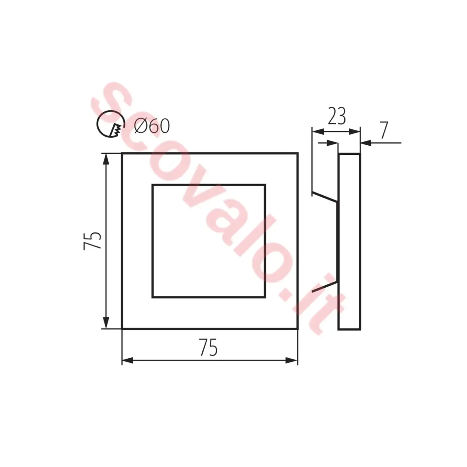 immagine segnapasso da incasso led 0,80 watt 12 volt bianco freddo alluminio quadrato