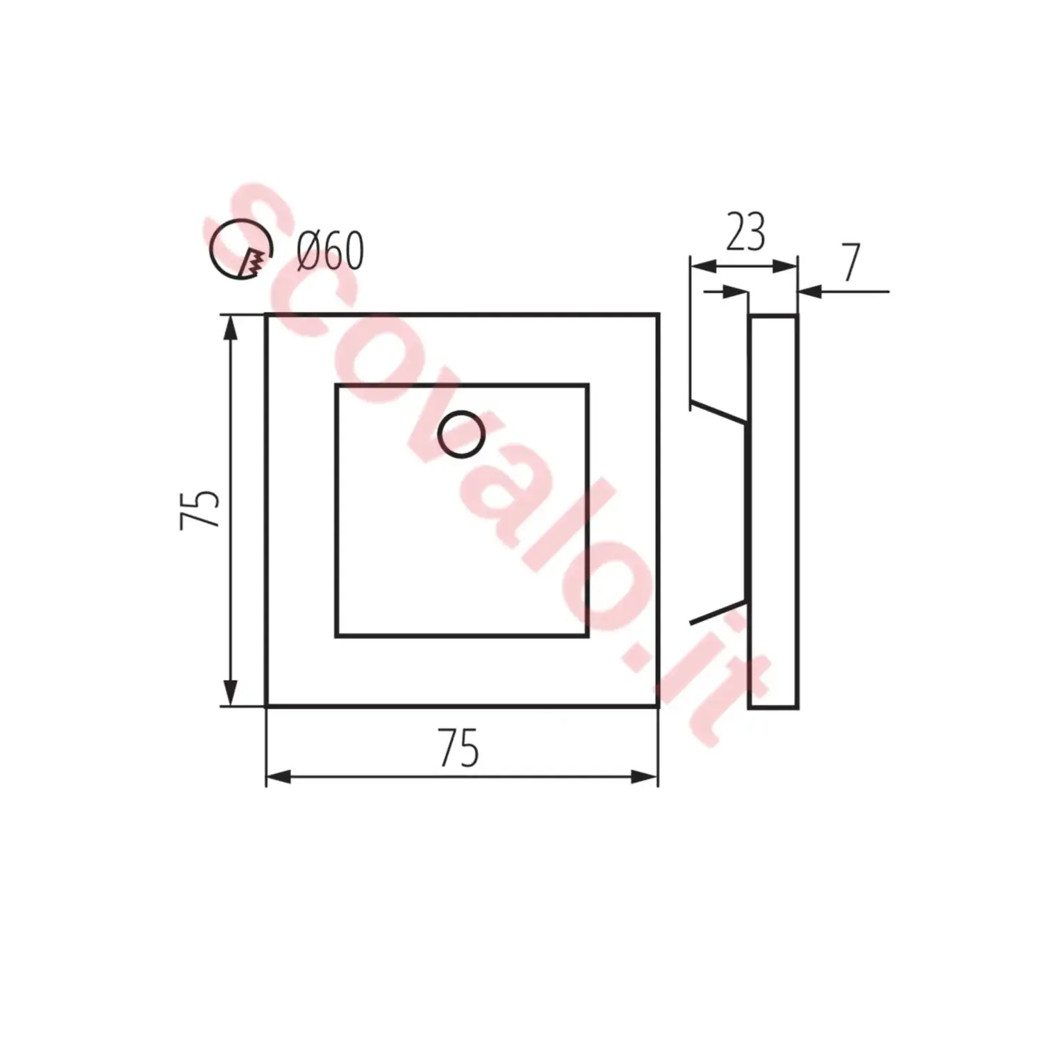 immagine segnapasso da incasso led 0,80 watt 12 volt bianco caldo alluminio sensore di movimento quadrato