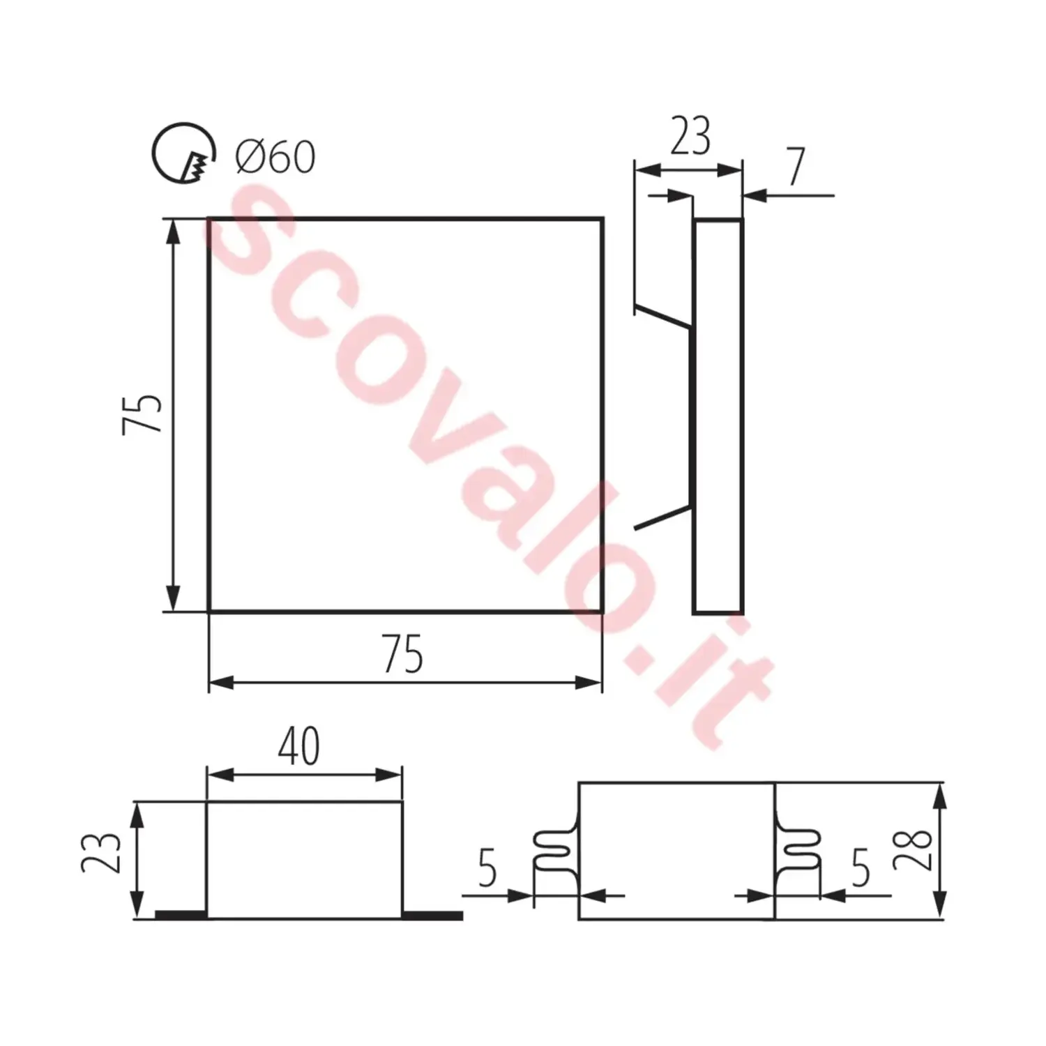 immagine segnapasso da incasso led 1,30 watt 220-240 volt bianco caldo alluminio quadrato