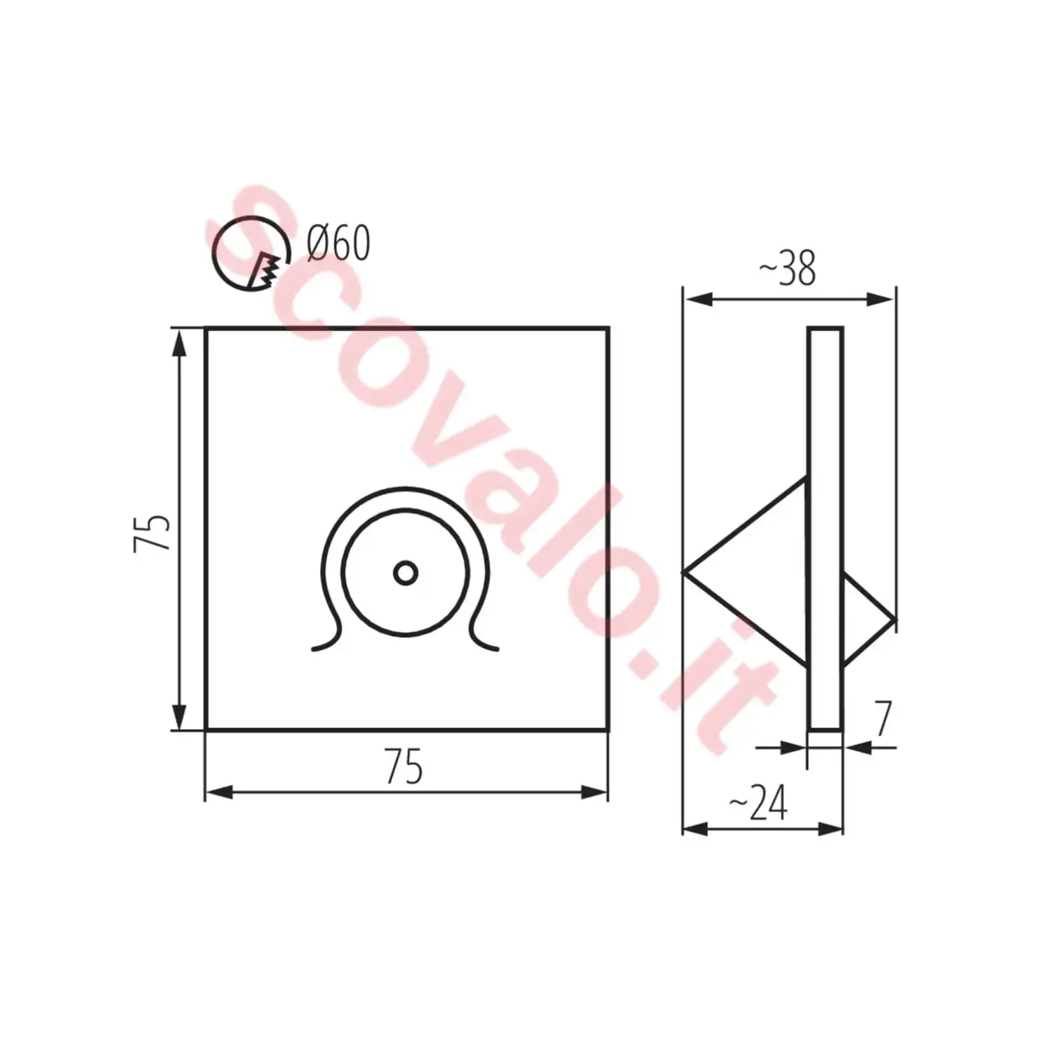 immagine segnapasso led mefis scale 0,70 watt bianco naturale nero foro 60 mm quadrato