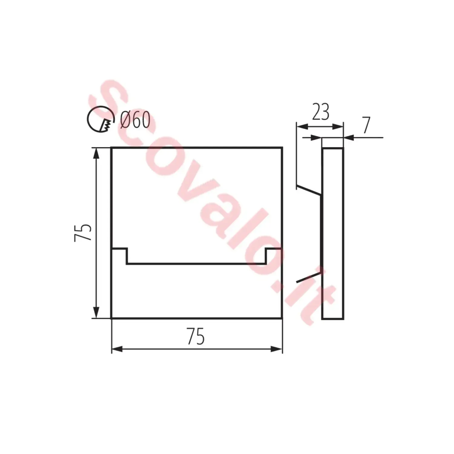 immagine segnapasso led sabik scala 0,80 watt 12 volt bianco naturale nero quadrato