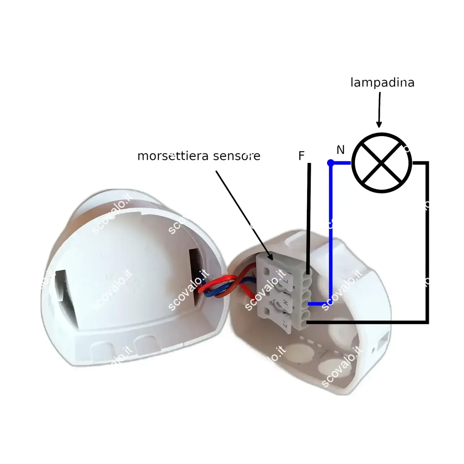 schema collegamento sensore movimento vtac