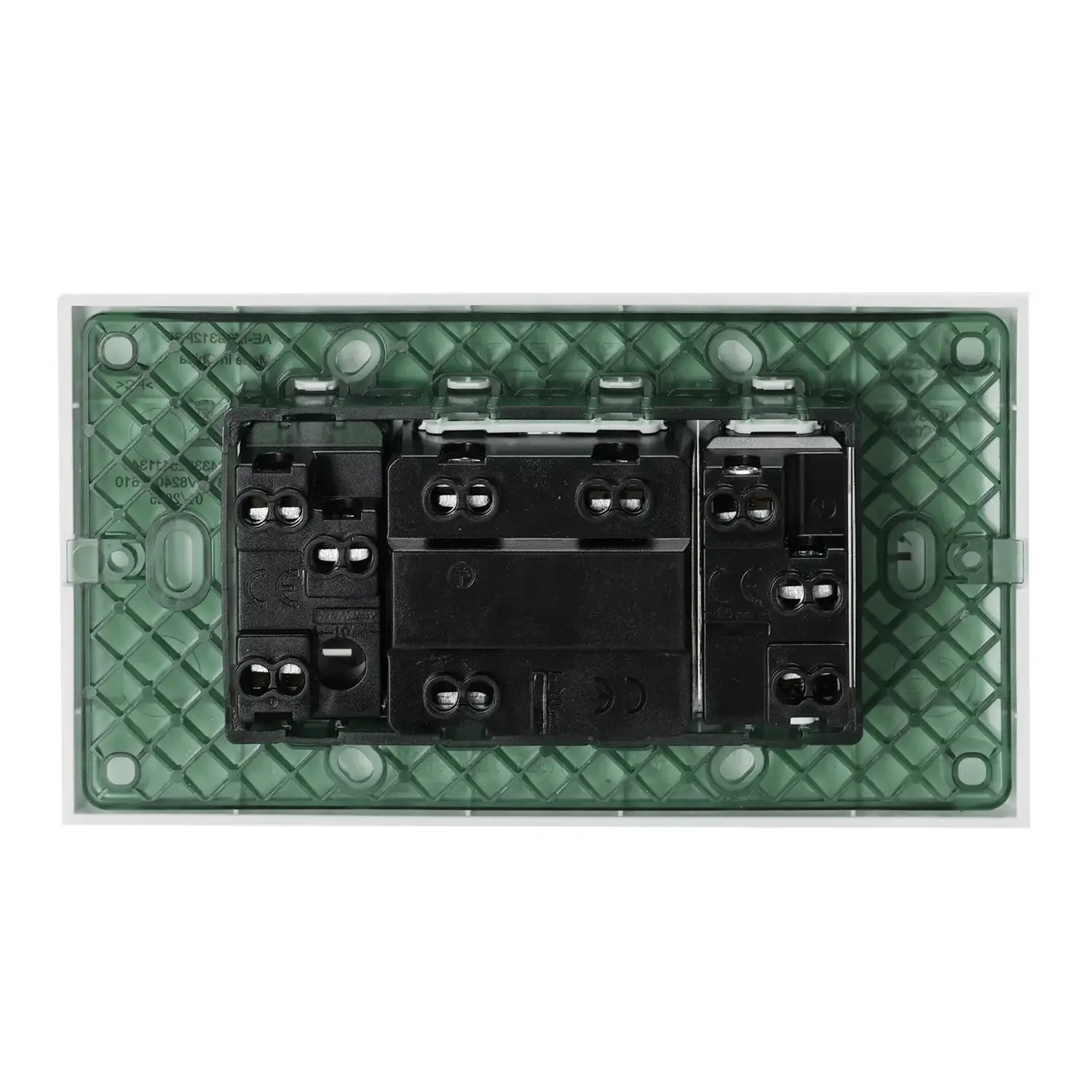 immagine Serie italiana AVP, interruttore e presa da parete a incasso, bianca (interruttore deviato + presa P17/11 + presa P40) bianco