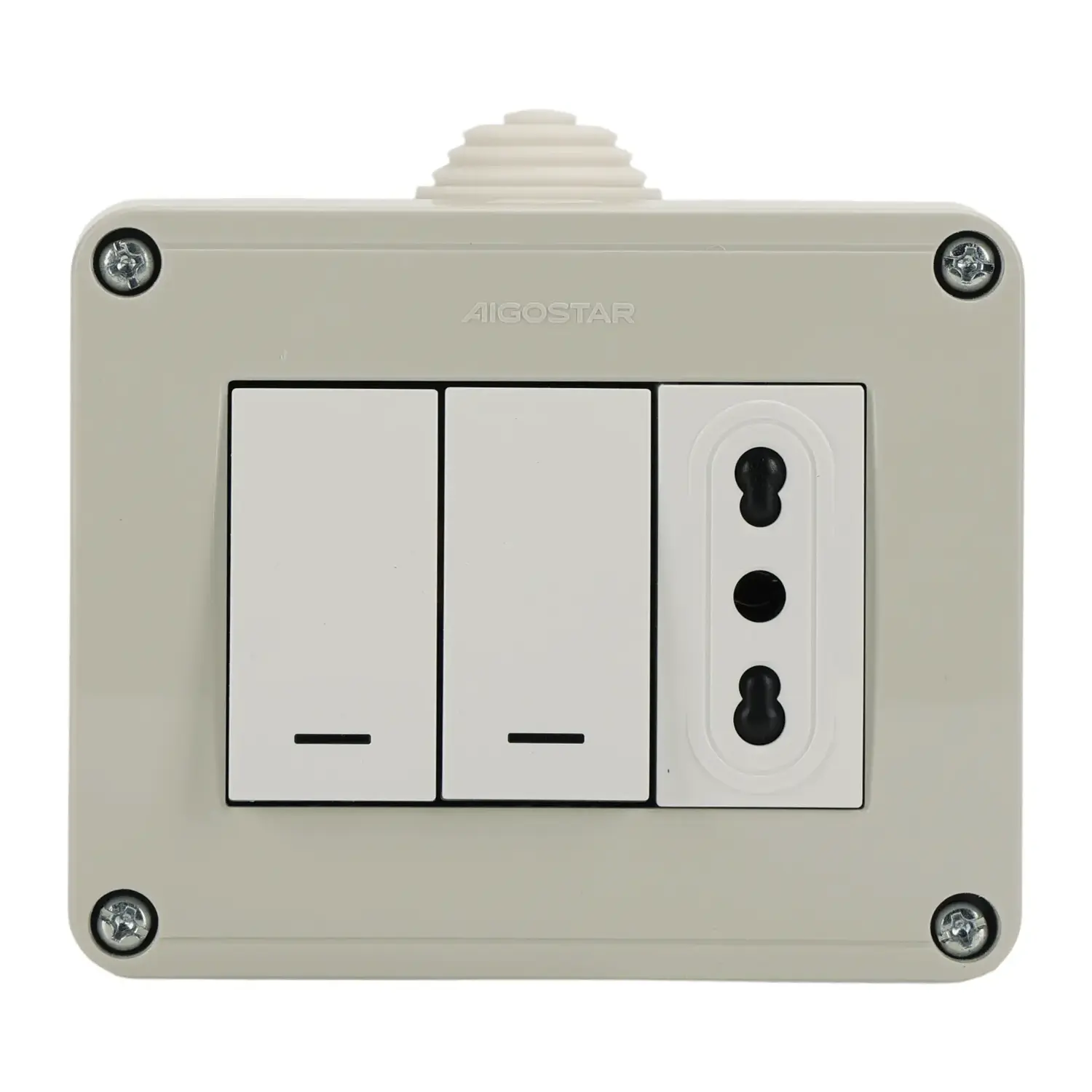 immagine cassetta 2 interruttori e presa compatibile vimar plana scatola