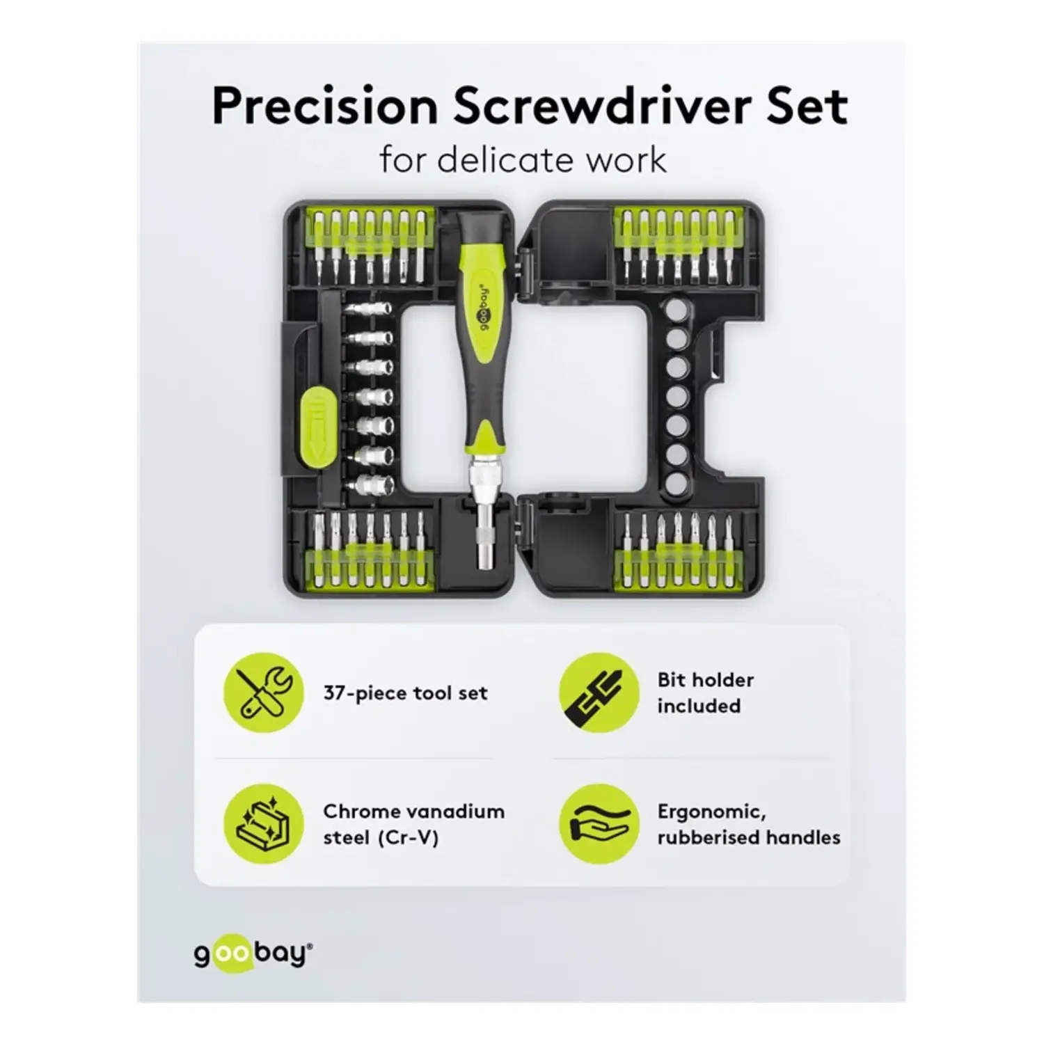 immagine Set Cacciaviti Precisione 37 Pezzi Cr-V con Bussole e Punte Elettronica