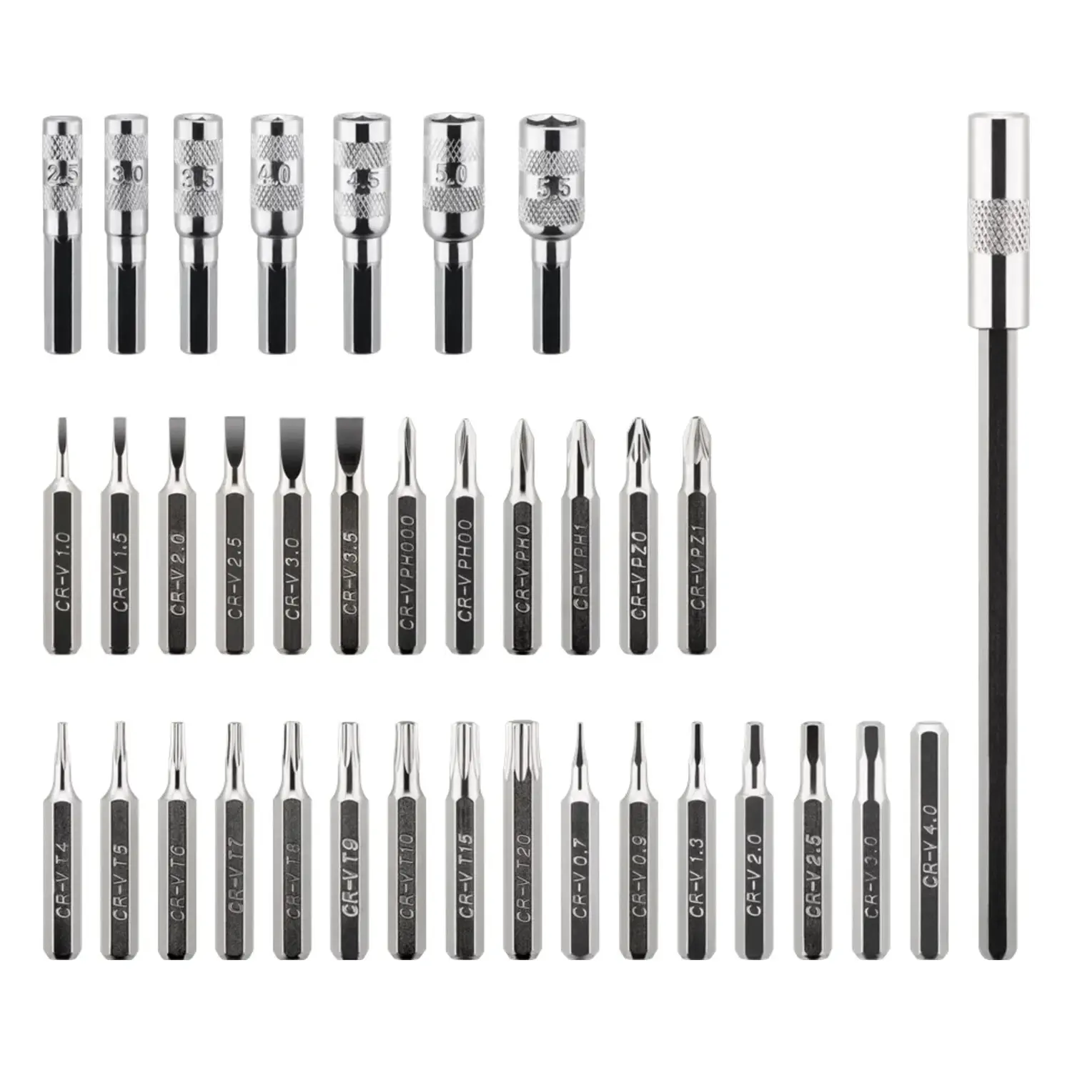 immagine Set Cacciaviti Precisione 37 Pezzi Cr-V con Bussole e Punte Elettronica